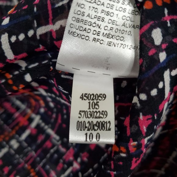 Chico's 4 Size 20/22 Blouse Chiffon Semi Sheer Tweed Print Button Up Long Sleeve - Picture 8 of 13